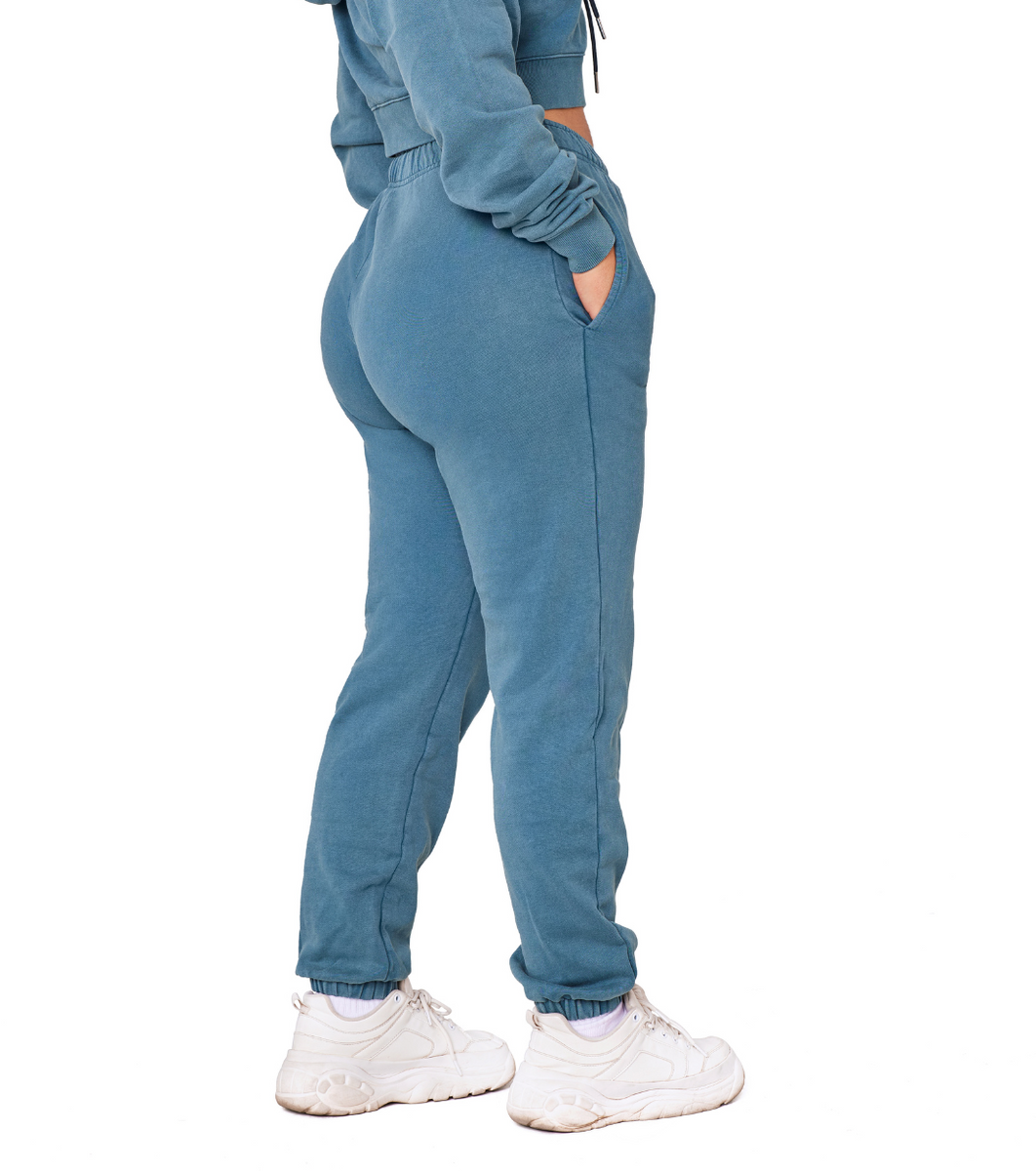 GetUSCart- Dragon Fit Joggers for Women with Pockets,High Waist Workout  Yoga Tapered Sweatpants Women's Lounge Pants (Joggers78-Demin Blue, Small)